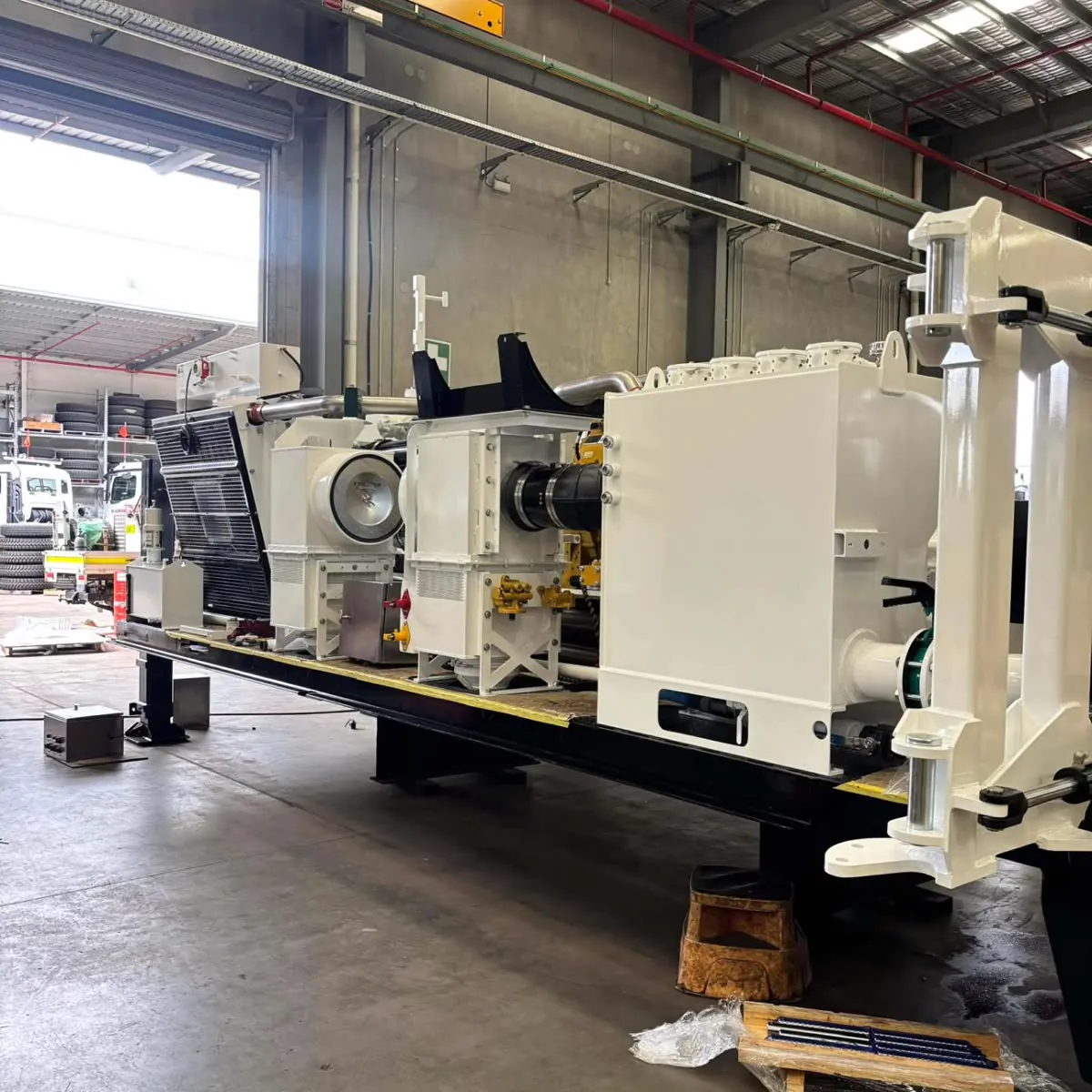 Freshly rebuilt drill rig power module, repainted and reassembled during the Perth rebuild